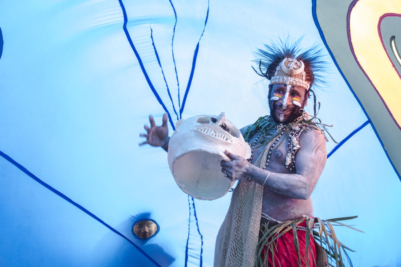 Contemporary Pacific Arts Festival 2014. Naup Waup telling traditional stories from his homeland. Photo Provided.