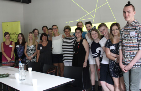 Creative Leaders 2014, Including Esther Anatolitis, Suzi Cordell and Kate Vigo with Auntie Carolyn Briggs photo: Pamela Reid, courtesy Regional Arts Victoria.