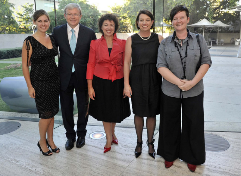 YPAA Team with Kevin Rudd, wife Therese & QLD Premier Anna Bligh (at the time) 2009. Image provided.