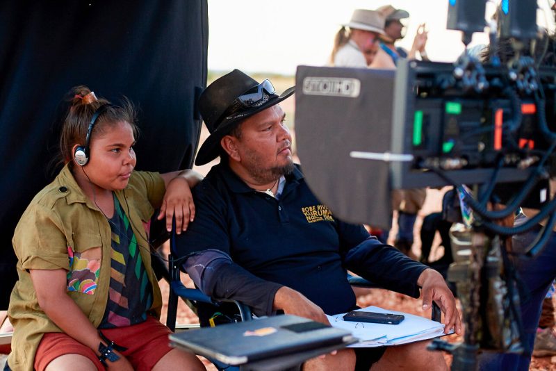 Tyson Mowarin on the set of THALU with daughter Sharliya - Image by m ellen burns